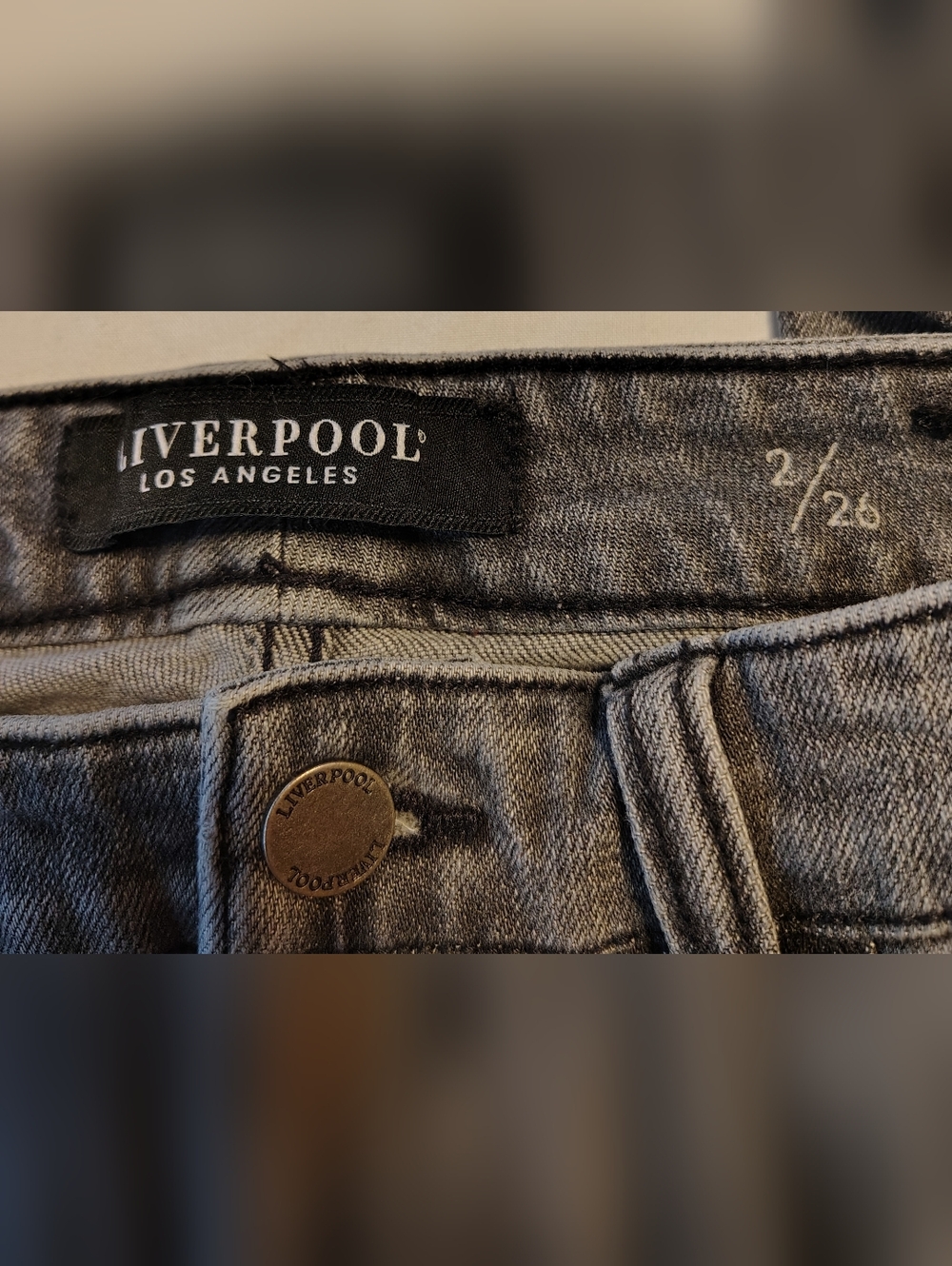 Liverpool Los Angeles The Girlfriend Exposition Gray Distressed Jeans Size 2/26 - Picture 9 of 12
